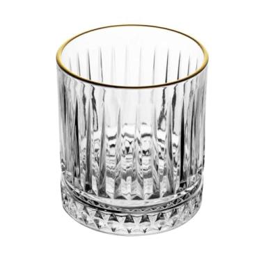Imagem de LYOR - Copo de Cristal com Fio de Ouro Deli Diamante 330ml - Ideal para Whisky e Destilados Finos