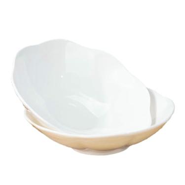 Imagem de Prato de salada de cerâmica de cor sólida para uso doméstico, cor simples, resistente a altas temperaturas, formato especial, prato de crisântemo de 20 cm, branco puro, 2 pacotes