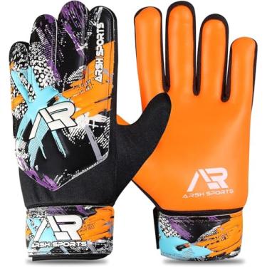 Imagem de Arsh Sports Luvas De Goleiro Futebol, Futebol Para Crianças, Meninos E Jovens, Proteção Dupla O Pulso Com Palma Superaderente 4 Mm (Laranja, Novo, Tamanho 3, Adequado Crianças 5 A 6 Anos)