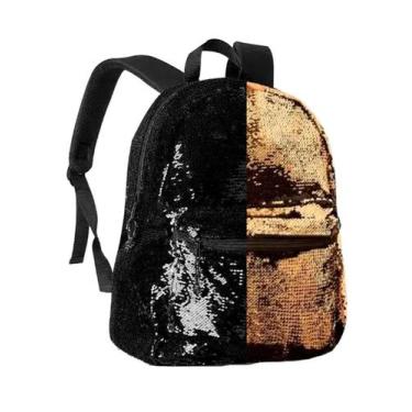 Imagem de Mochila Escolar Costas Paete Brilho Infantil Preto/Dourada - Clio