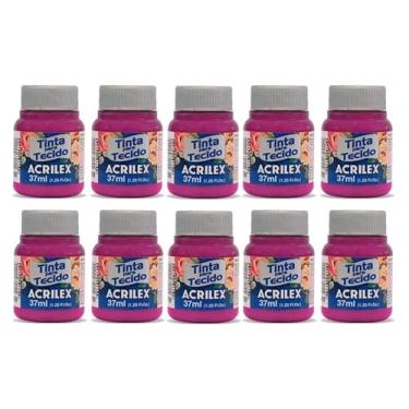 Imagem de Tinta Para Tecido Fosca Acrilex 37ml 10 Unidade Artesanato Fixação Frio Alta Cobertura – Fixação a Frio e Alta Cobertura Com Acabamento Fosco, Este Kit É A Escolha Perfeita Para Quem Busca Qualidade (Magenta 549)