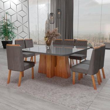 Imagem de Sala de Jantar 135x135 Magic MDF/Vidro 8 Cadeiras Bom Pastor