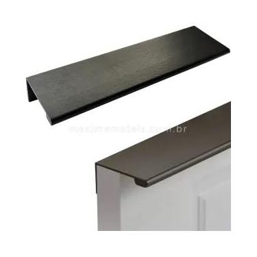 Imagem de 10 x Puxador Gaveta Armário Móveis Perfil Alumínio Premium Dourado Escovado 200mm Maxima Metais (Preto Escovado Fosco)