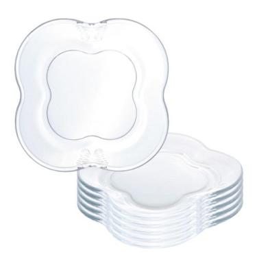 Imagem de Jogo 6 Prato de Sobremesa de Vidro Butterfly Borboleta Transparente Wo