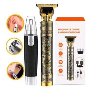 Imagem de Kit Maquina Dragão Cabelo Barba E Aparador De Pelo De Nariz - TRIMMER,