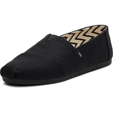 Imagem de TOMS Mocassim masculino Alpargata Slip-On de lona de algodão reciclado ecológico, elástico e sola de borracha, Preto/preto, 43