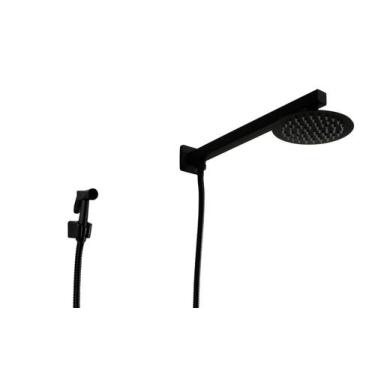 Imagem de Ducha Redonda Preto Fosco em Inox 15 cm com Chuveirinho de Mão - AMG M
