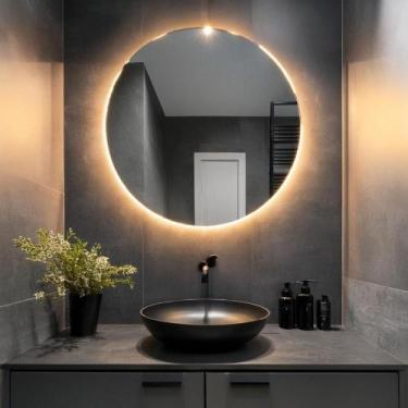 Imagem de Espelho Redondo Com Iluminação Led Branco Quente - 3000k - 80x80 Cm - 