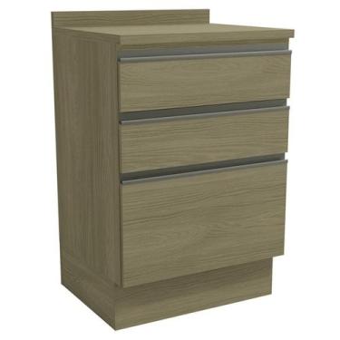 Imagem de Balcao Com Tampo 3 Gavetas 60 cm Maxxi G743 Nogal Kappesberg, Nogal