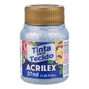 Imagem de Tintas para Tecido com Glitter Acrilex 37ml – Brilho Intenso, Alta Cobertura e Fixação a Frio para Suas Criações acabamento cintilante, alta cobertura e durabilidade superior, sendo ideais para customização de roupas, acessórios, peças decorativas e projetos artísticos em geral. (Prata 202)