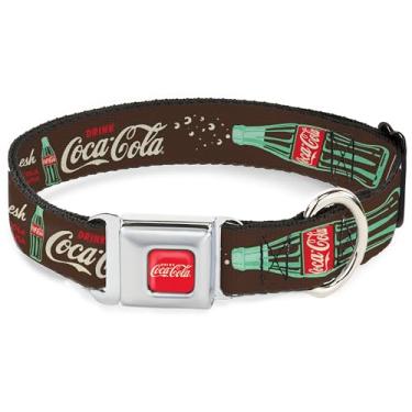 Imagem de Coleira para animais de estimação The Coca-Cola Company, coleira de cachorro, fivela de cinto de segurança de metal, coca bebida, coca-cola, pausa e refresca, marrom, vermelho, branco, 28 a 40 cm de