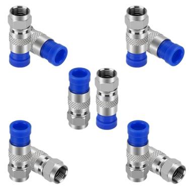 Imagem de Conector de compressão de cabo coaxial RG6, pacote com 10, cabo coaxial reto tipo F de 75 ohm, adaptador de compressão para cabo coaxial RG-6, satélite, Internet