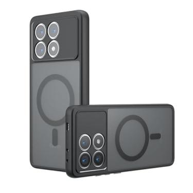 Imagem de Kukoufey Capa compatível com Xiaomi Poco F6 Pro 5G, compatível com MagSafe, compatível com Xiaomi Redmi K70 K70 Pro capa magnética antichoque embutida preta