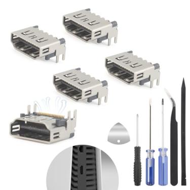 Imagem de 5 peças de substituição para porta HDMI PS5 para PlayStation 5 PS5 soquete conector interface console acessórios peças com kit de reparo