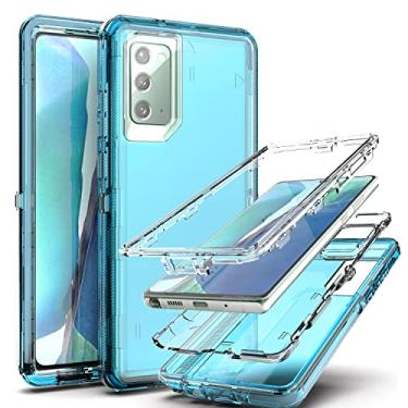 Imagem de YmhxcY Capa para Galaxy Note 20, capa durável de 3 camadas (sem protetor de tela) Capa de borracha sólida / capa transparente de teste de 4,9 m para Samsung Galaxy Note 20 - azul transparente