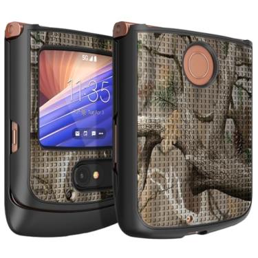 Imagem de Capa para celular Motorola RAZR 5G flip, Nakedcell [camuflagem ao ar livre] Capa rígida protetora de madeira verdadeira camuflada para Motorola Moto RAZR 5G Flip Phone (2020) XT2071