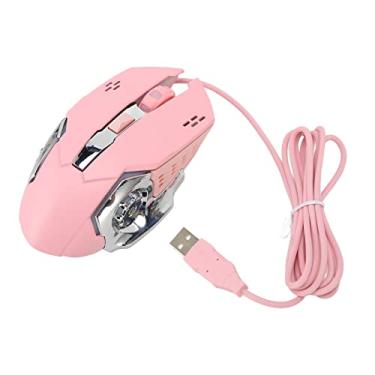 Imagem de Mouse para Jogos de PC, Mouse Silencioso e Flexível de Ampla Compatibilidade Ergonômico Com Luz de Fundo RGB de 6 Botões para Domínio para Escritório (Róseo)