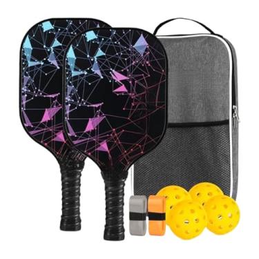 Imagem de Raquete De Pickleball - Conjunto de Pás para Jogo de Bola,Acessórios Desportivos Em Fibra De Vidro Ergonómica Para Uso Em Interior E Exterior Para Homens Mulheres Crianças E Exercício Em Casa