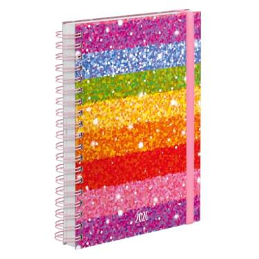 Imagem de Agenda De Serviços Plus 2026 Capa Dura Listras Glitter Arco-íris