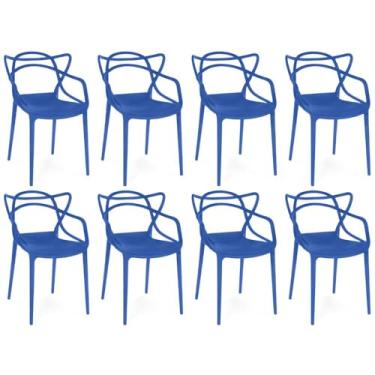 Imagem de Kit 8 Cadeiras de Jantar Allegra Prática Empilhável - Azul Petróleo