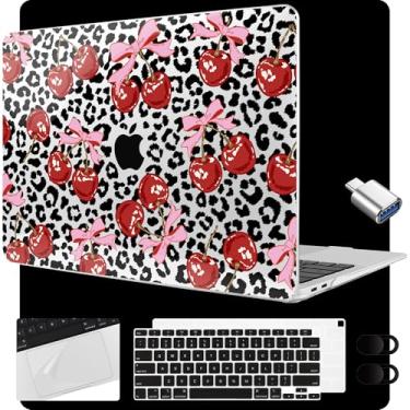 Imagem de MEEgoodo Capa para MacBook Air de 13,3 polegadas 2021, 2020, 2019, 2018, A2337, M1, A2179, A1932, capa de laptop para MacBook Air M1 com capa para webcam, filme trackpad e adaptador tipo C, leopardo e