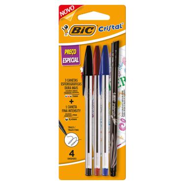 Imagem de Kit Canetas Dura+ e Intensity 4 Unidades BIC Pontas 1.0/0.4mm
