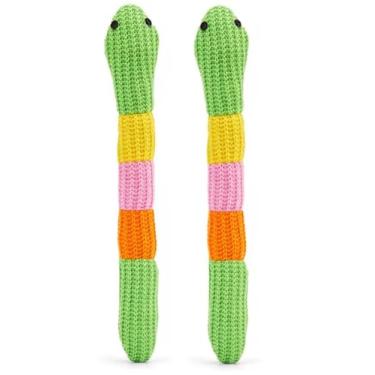Imagem de Brinquedo de gato cobra de crochê com erva de gato orgânica certificada – pelúcia de crochê macio, brinquedo interativo para mastigar e dentário para gatos e gatinhos, PP (verde, pacote com 2)