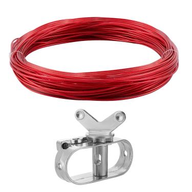 Imagem de PAMASE Kit de cabo e guincho para piscina – cabo de aço revestido de plástico de 30,5 m + guincho de mola de alumínio – capa de piscina com fio para cobertura de piscina acima do solo