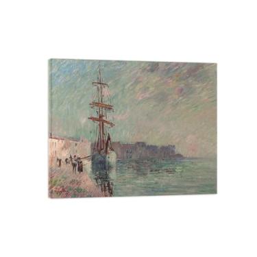 Imagem de LXURY Impressão de arte de parede em tela de paisagem - veleiro - imagem em tela com moldura de madeira - decoração de parede pintura de arte - pôster de reproduções famosas 60 x 72 cm 24 x 28