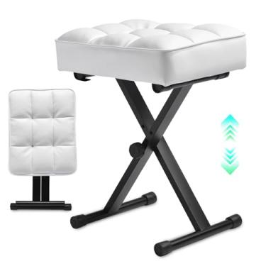 Imagem de Banco de teclado ajustável para piano - banco de piano ultraconfortável com almofada de esponja de alta resiliência, sem deformação, suporte superior, cadeira de piano dobrável portátil estilo X