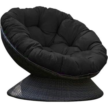 Imagem de Cadeira Redonda Papasan Para Interior E Exterior Cadeira Em Forma De Tigela De Algodão Fofo Cadeira De Lua Grossa Cadeira Suspensa Confortável Redes Swing, White, 130cm