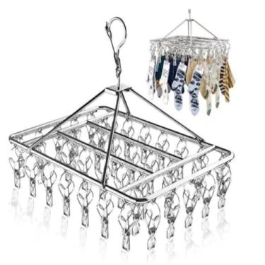 Imagem de Varal 20 Prendedores Roupa Bebe Calcinha Cueca Dobrável Inox