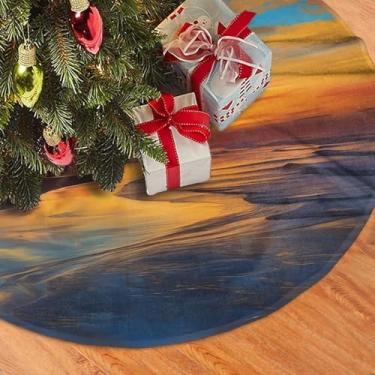 Imagem de Saia de árvore de Natal macia tapete de árvore de Natal de pelúcia 91 cm azul anoitecer ouro pôr do sol saia para árvore de fazenda decoração de Natal saia de árvore de Natal para ano novo