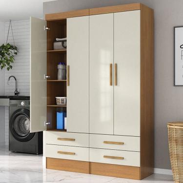 Imagem de Armário Multiuso Modulare 4 Portas 4 Gavetas Cinamomo/Off White - Panorama Móveis