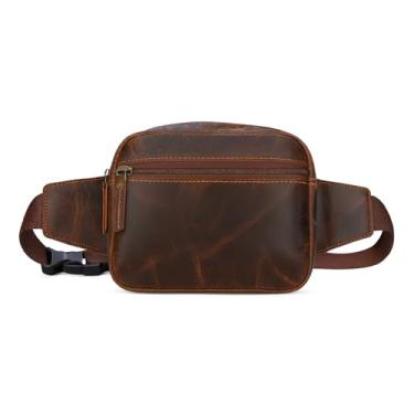 Imagem de TheAntiq Pochete de couro (20 x 12 x 7 cm) - bolsa de cintura com vários bolsos com alça ajustável para viagens e uso diário, Marrom, 8 x 5 x 3Inches, Bolsa para corpo Fanny Pack Corss marrom