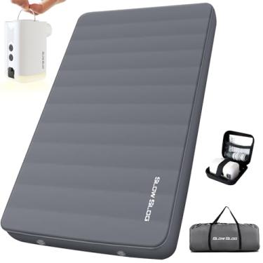 Imagem de Almofada de dormir autoinflável para acampamento com bomba - Colchão de acampamento de espuma de 10 cm para atividades ao ar livre, cama de hóspedes, mochila e viagem - Almofada de dormir leve e