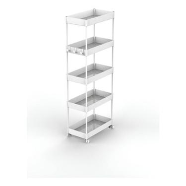 Imagem de Estante Carrinho Multiuso Rodas 108x40x22cm 5 Niveis Branco
