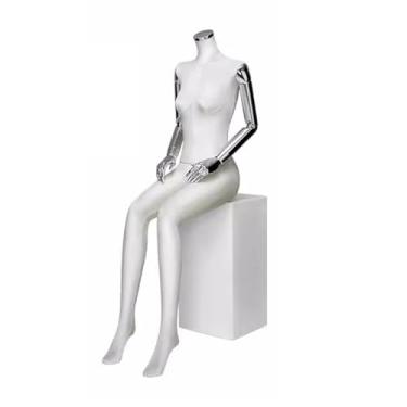 Imagem de Mannequin Manequins femininos para varejo em lojas de roupas, manequim de corpo inteiro de 53,54 pol. de altura, braços e cabeça removíveis e giratórios(White)