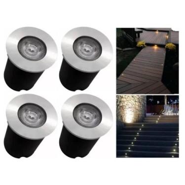 Imagem de 4 Embutido Solo 1w Balizador Led Blindado Ip67 Inox Spot Chão Piso - M