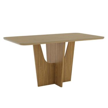 Imagem de Mesa de Jantar Vértice 160 cm Canto Arredondado com Vidro Nature - Henn