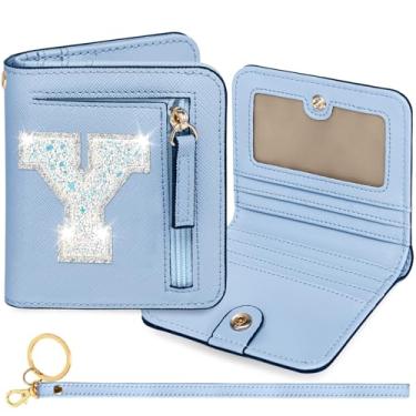 Imagem de YQE Carteira com inicial RFID para meninas pequenas, presentes na moda, aniversário, Natal, meia ideia de presente para adolescentes, filha, neta, sobrinha, 6, 7, 8, 9, 10, 11, 12, 13 anos, Azul, Y