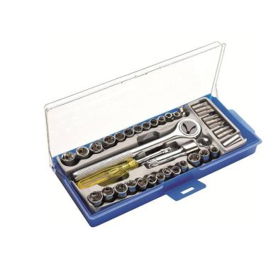 Imagem de Kit Chaves Jogo Catraca Reversível Soquetes 40 Peças Maleta