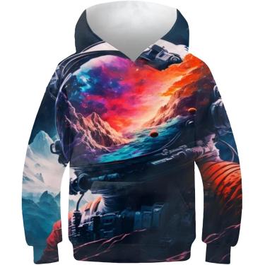 Imagem de Dragão Aquarela Manga Comprida Crianças Impressão 3d Meninos Moletom Moda Casual Moletom Crianças Hoodies Outono Pulôver, Black-space is Wild1, 9-11 Years