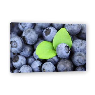 Imagem de Coberto com folhas verdes frutas frescas e cenário real impressão em tela – arte de parede vibrante para decoração de cozinha e sala de estar 80 x 120 cm emoldurada