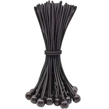 Imagem de WMZOBH Cordões elásticos de 25 cm, 25 peças de cordas elásticas pequenas com bolas, mini bolas elásticas resistentes ao ar livre para lona, dossel, acampamento, barraca (preto)
