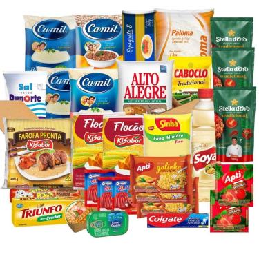 Imagem de Super Cesta Básica Premium Produtos De Marca 30 Itens Doação