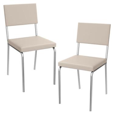 Imagem de Kit 2 Cadeiras Cromada Sala Jantar 2c128cr Corino Kappesberg Nude