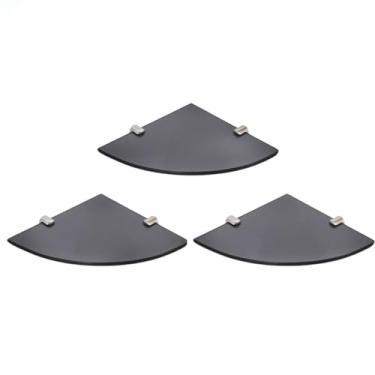 Imagem de Prateleira de Canto em Vidro Fumê, Design Moderno, 20x25cm, Kit com 3 Peças, Suporte para Banheiro e Cozinha, com Kit de Instalação