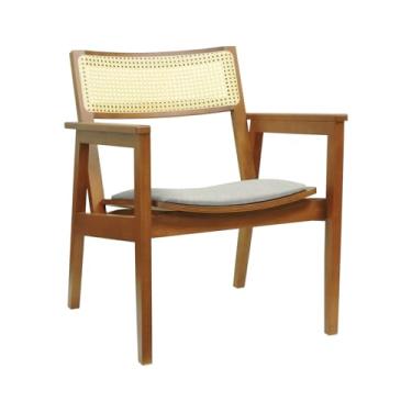 Imagem de Poltrona Gusty Com Encosto Telinha Assento Anatômico - Amêndoa - Estofado Linho Bege Mescla Impermeável