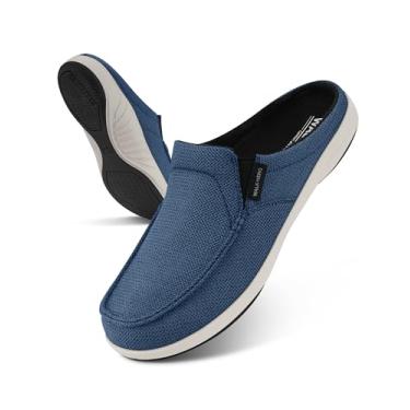 Imagem de Chinelos masculinos com suporte de arco, chinelos masculinos respiráveis com forro de veludo, tamanco ortopédico para fascite plantar, sapatos internos e externos com sola de borracha antiderrapante